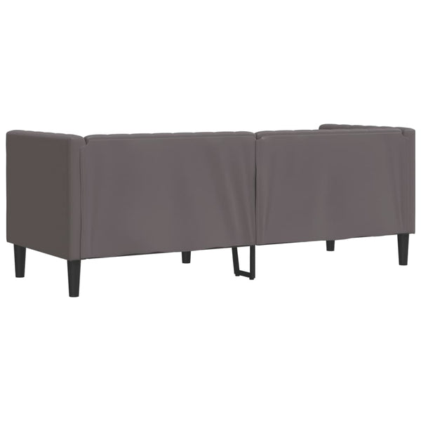 Chesterfield Sofa 3-Sitzer Grau Kunstleder