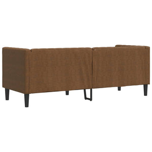 Chesterfield Sofa 3-Sitzer Braun Kunstleder Wildleder-Optik