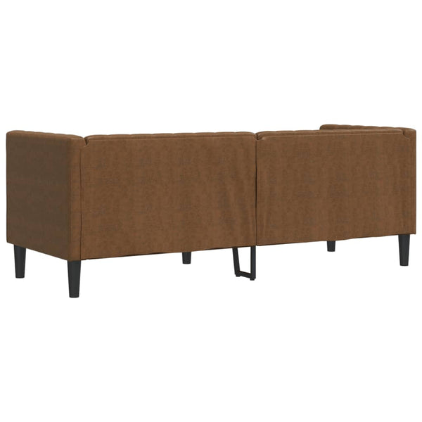 Chesterfield Sofa 3-Sitzer Braun Kunstleder Wildleder-Optik