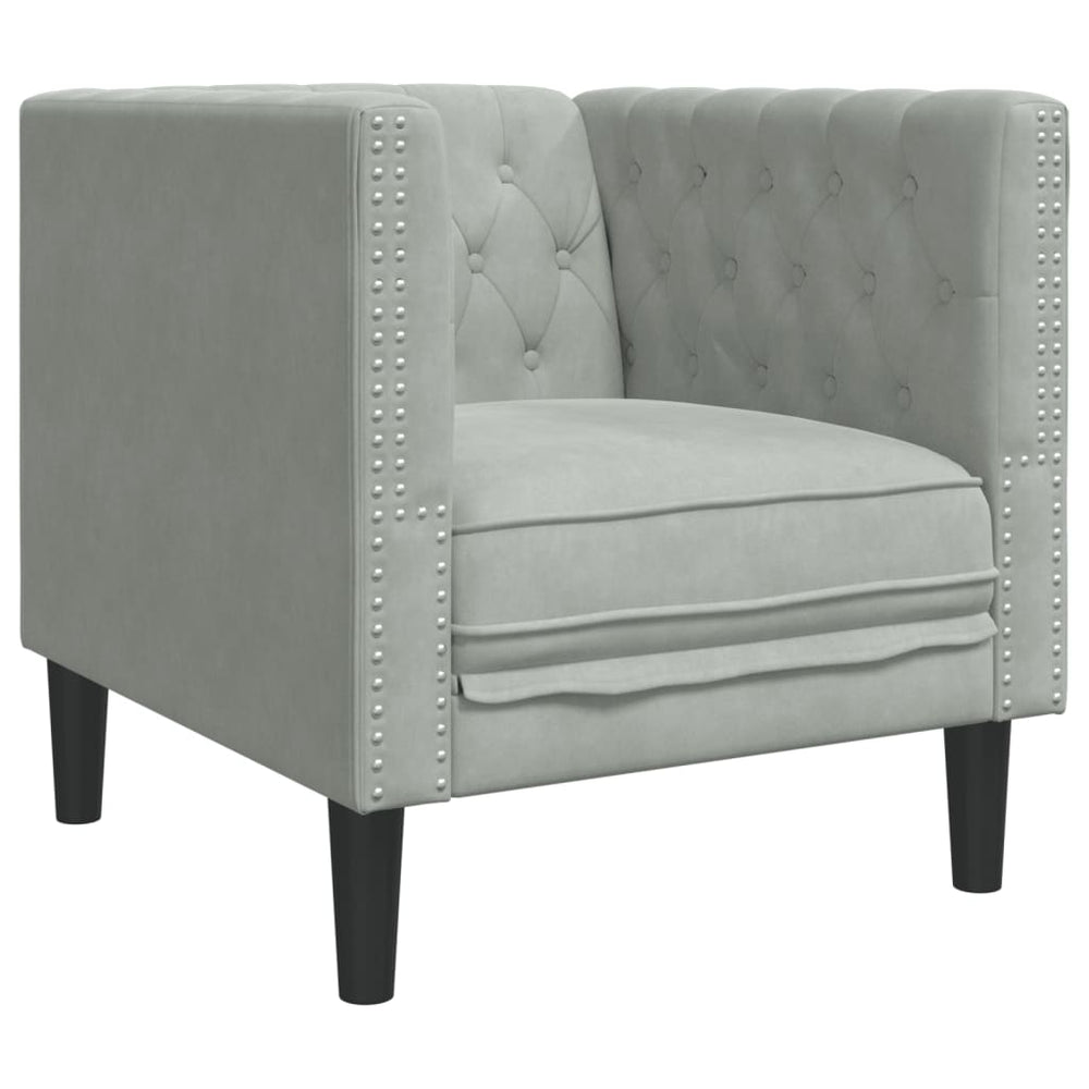 vidaXL Chesterfield Armchair Light Gray Velvet