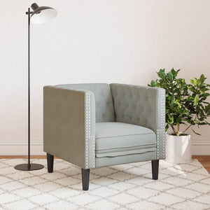vidaXL Chesterfield Armchair Light Gray Velvet