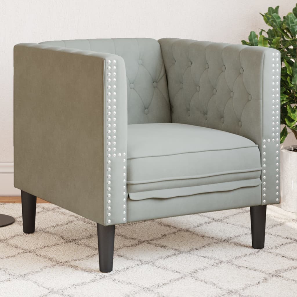 vidaXL Chesterfield Armchair Light Gray Velvet