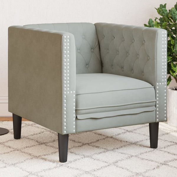 vidaXL Chesterfield Armchair Light Gray Velvet