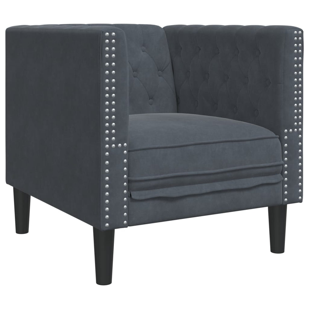 vidaXL Chesterfield Armchair Dark Grey Velvet