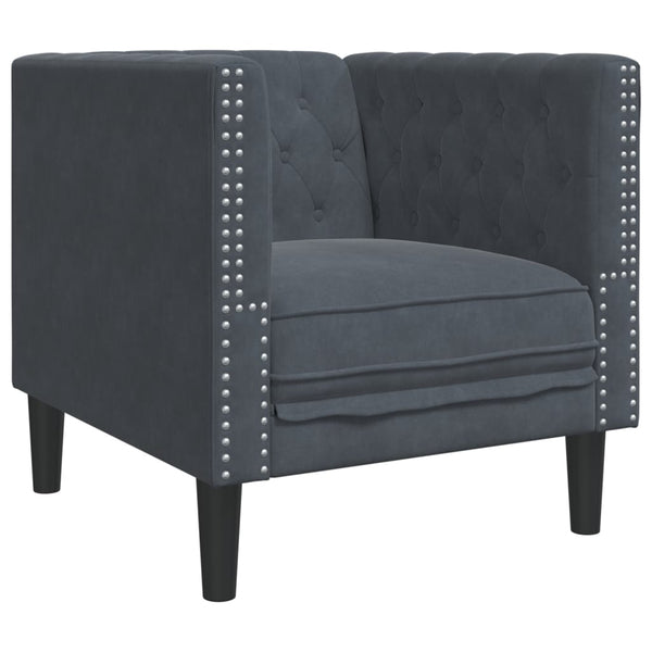 vidaXL Chesterfield Armchair Dark Grey Velvet
