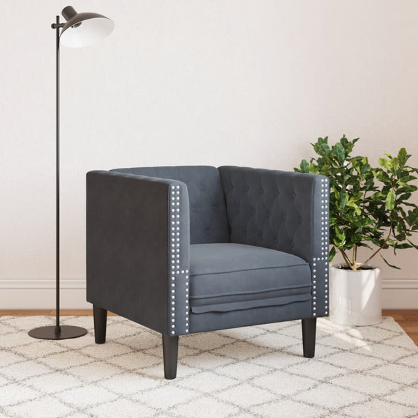 vidaXL Chesterfield Armchair Dark Grey Velvet