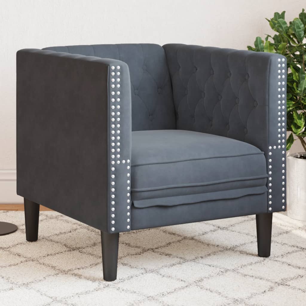 vidaXL Chesterfield Armchair Dark Grey Velvet