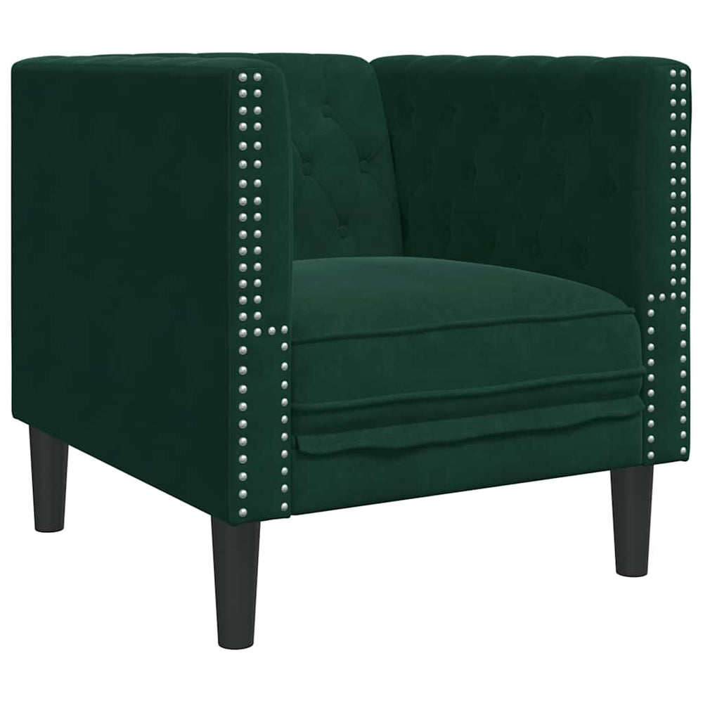 vidaXL Chesterfield Armchair Dark Green Velvet