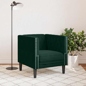 vidaXL Chesterfield Armchair Dark Green Velvet