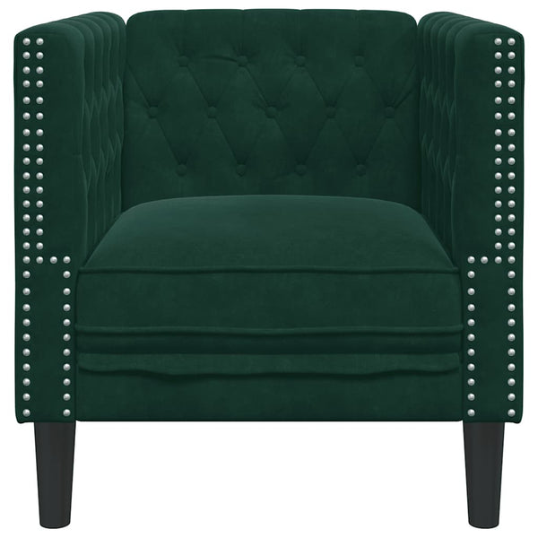 vidaXL Chesterfield Armchair Dark Green Velvet