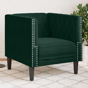 vidaXL Chesterfield Armchair Dark Green Velvet