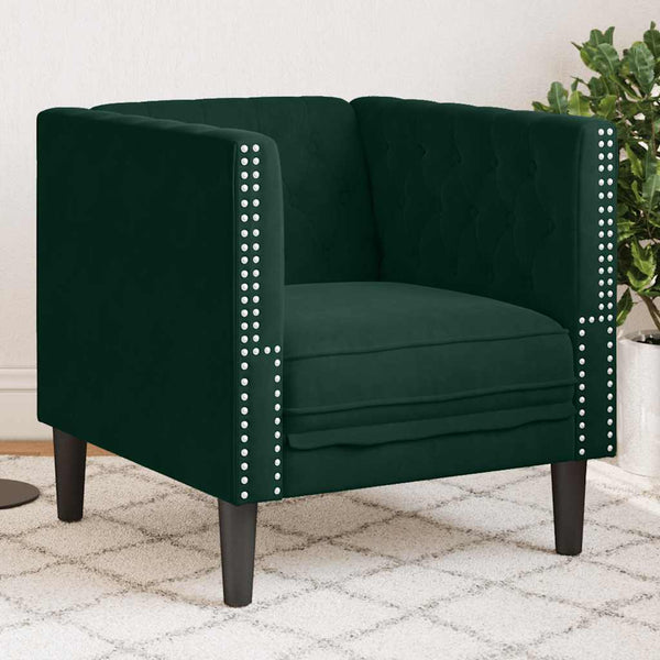 vidaXL Chesterfield Armchair Dark Green Velvet