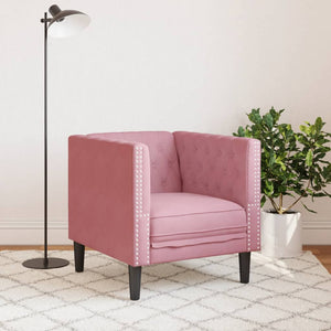 vidaXL Chesterfield Armchair Pink Velvet