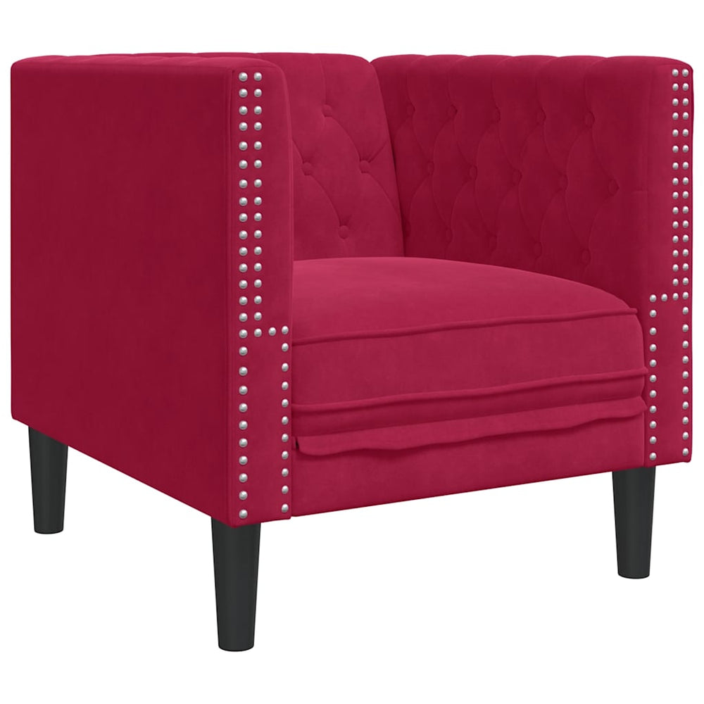 vidaXL Chesterfield Armchair Wine Red Velvet