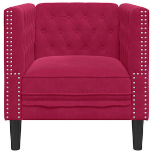 vidaXL Fauteuil Chesterfield velours rouge bordeaux