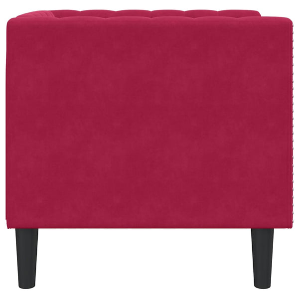 vidaXL Fauteuil Chesterfield velours rouge bordeaux