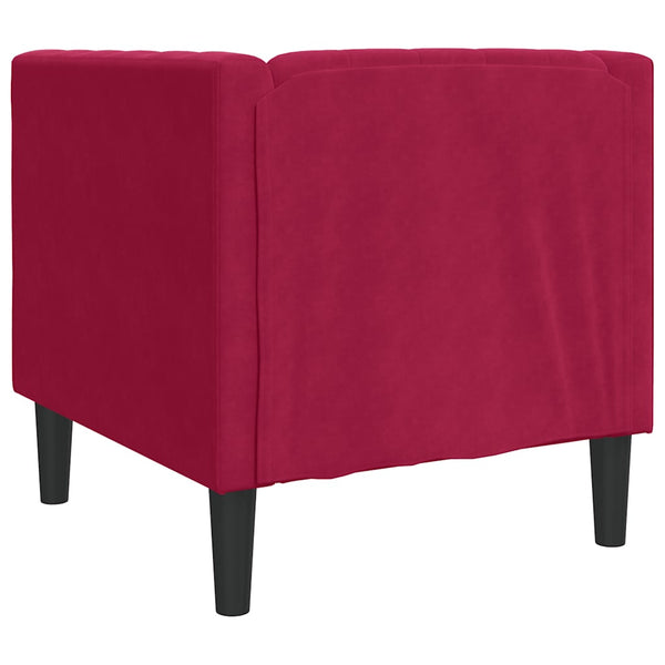 vidaXL Fauteuil Chesterfield velours rouge bordeaux