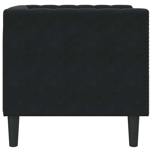 Schwarzer Chesterfield Sessel Samt
