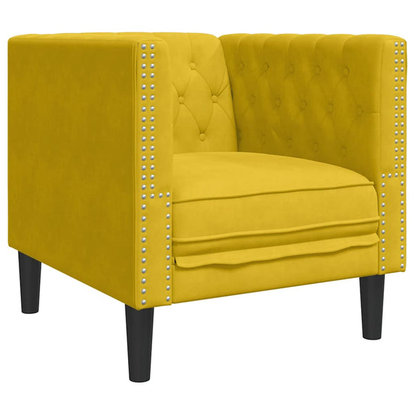 vidaXL Chesterfield Armchair Yellow Velvet
