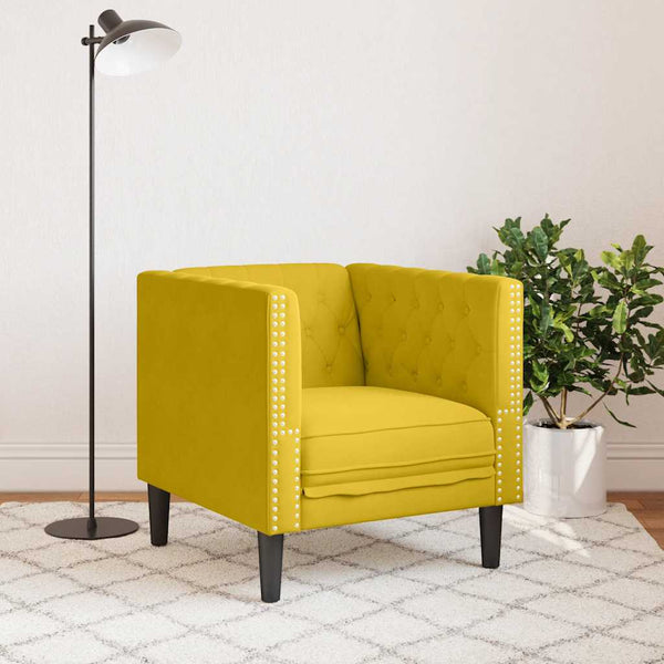 vidaXL Chesterfield Armchair Yellow Velvet