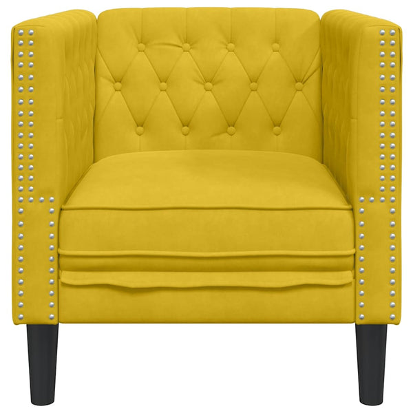 vidaXL Chesterfield Armchair Yellow Velvet
