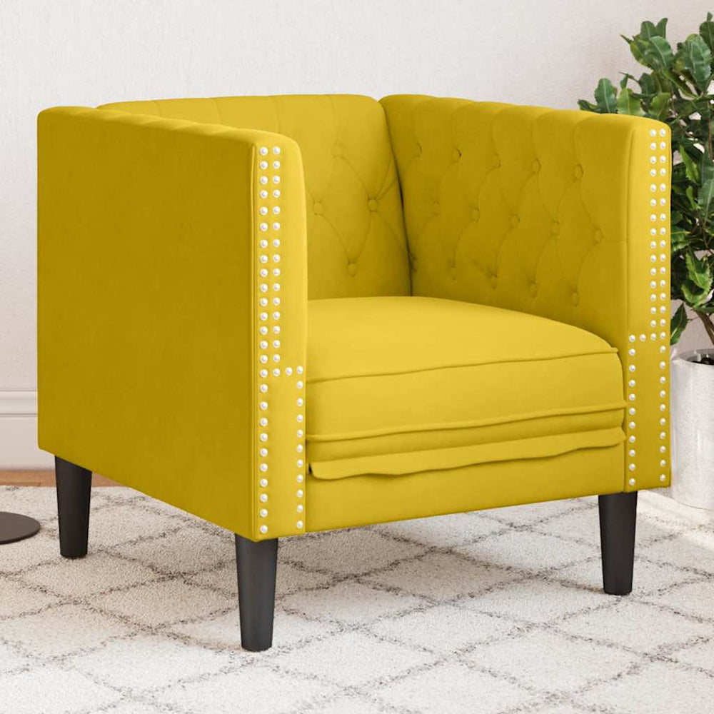 vidaXL Chesterfield Armchair Yellow Velvet