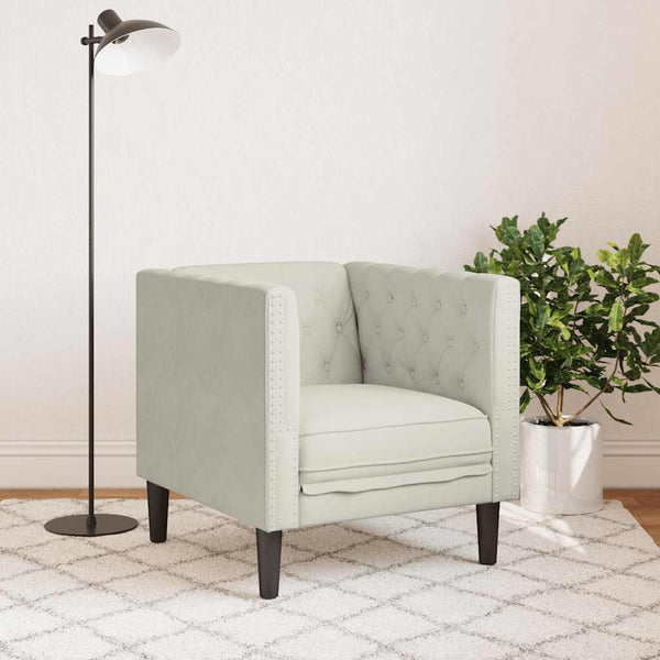 vidaXL Chesterfield Armchair Cream Velvet