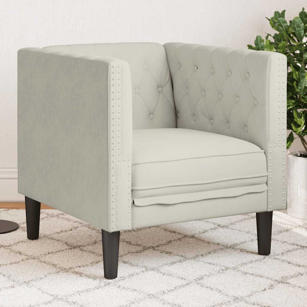 vidaXL Chesterfield Armchair Cream Velvet