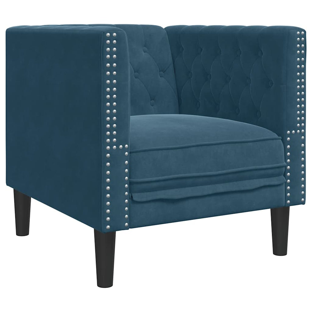 vidaXL Chesterfield Armchair Blue Velvet