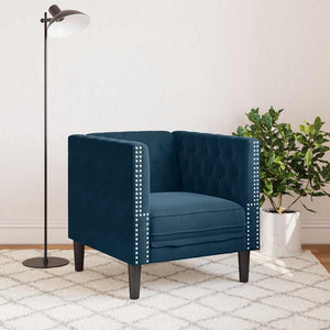 vidaXL Chesterfield Armchair Blue Velvet