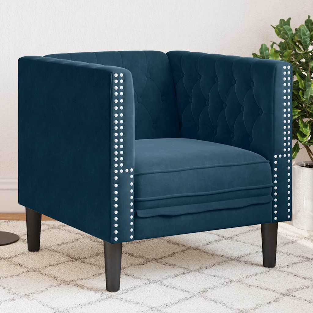 vidaXL Chesterfield Armchair Blue Velvet