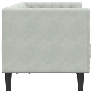 Chesterfield Sofa 2-Sitzer Hellgrau Samt