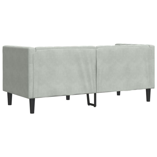 Chesterfield Sofa 2-Sitzer Hellgrau Samt