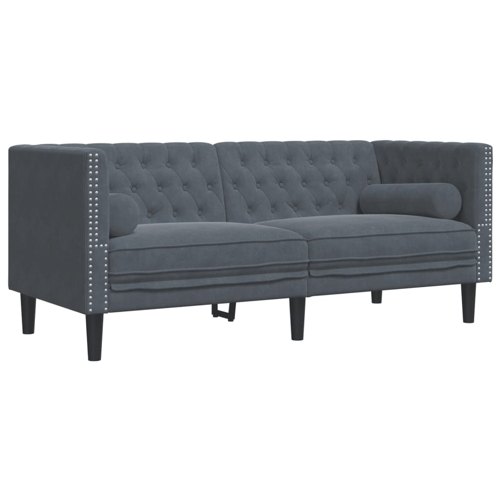 Chesterfield Sofa Dunkelgrau Samt 2-Sitzer