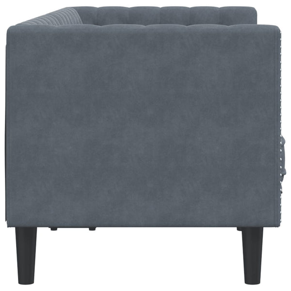 vidaXL Canapé Chesterfield 2 places avec coussins d'appoint Velours Gris foncé