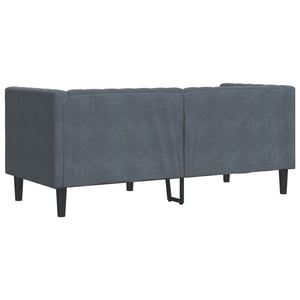 vidaXL Canapé Chesterfield 2 places avec coussins d'appoint Velours Gris foncé