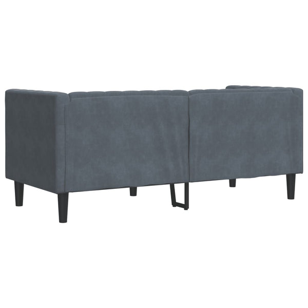 vidaXL Canapé Chesterfield 2 places avec coussins d'appoint Velours Gris foncé
