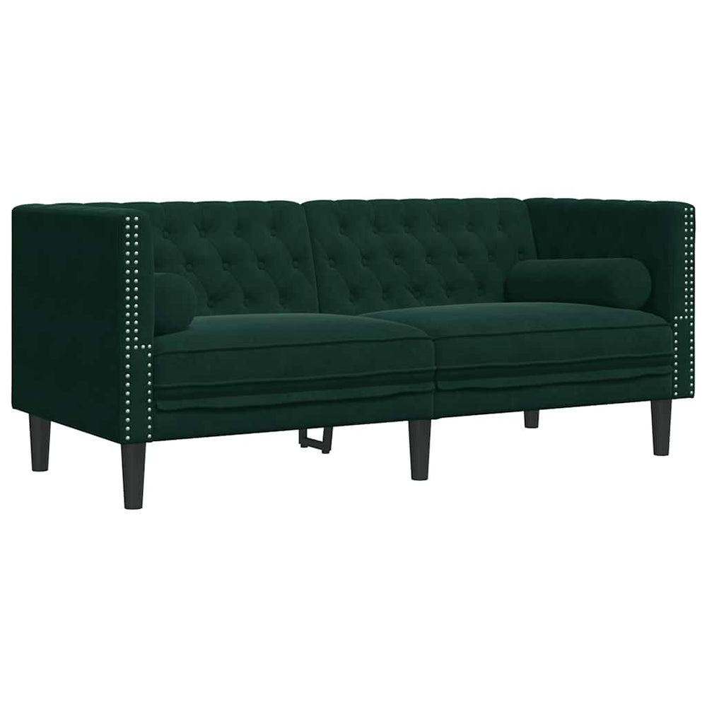 Chesterfield Sofa Dunkelgrün Samt 2-Sitzer