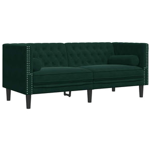 Chesterfield Sofa Dunkelgrün Samt 2-Sitzer