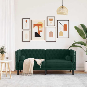 Chesterfield Sofa Dunkelgrün Samt 2-Sitzer