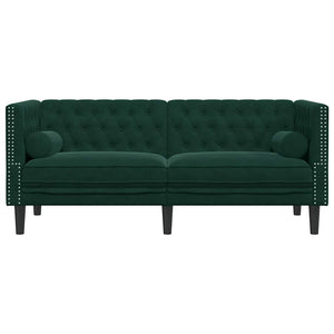 Chesterfield Sofa Dunkelgrün Samt 2-Sitzer