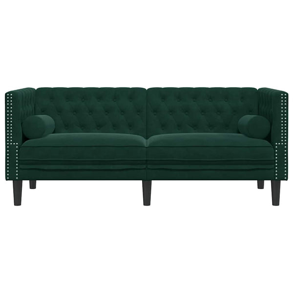 Chesterfield Sofa Dunkelgrün Samt 2-Sitzer