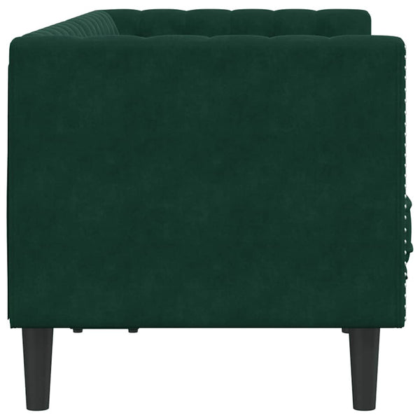 Chesterfield Sofa Dunkelgrün Samt 2-Sitzer
