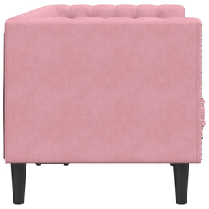 vidaXL Canapé Chesterfield avec coussins cylindriques 2 places Velours rose