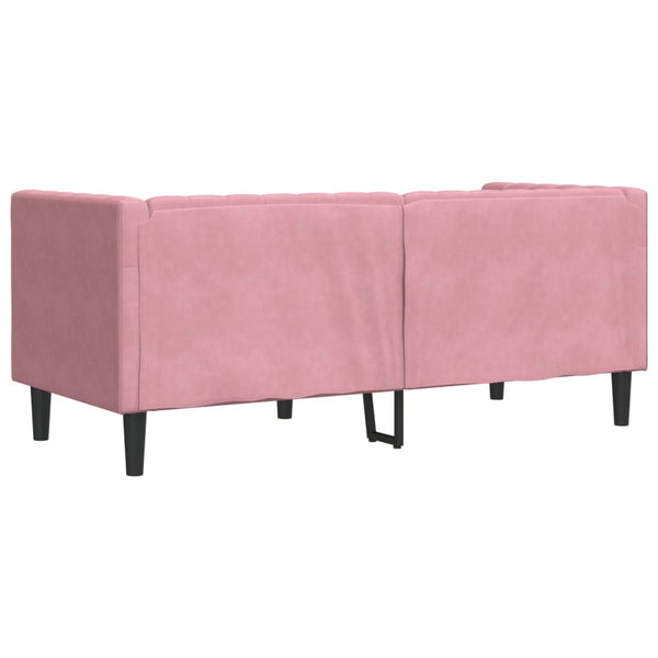 vidaXL Canapé Chesterfield avec coussins cylindriques 2 places Velours rose
