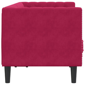 Chesterfield Sofa 2-Sitzer Weinrot Samt