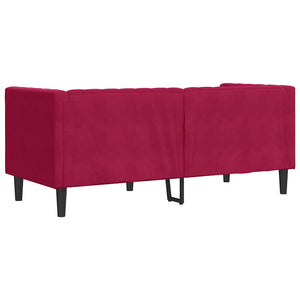 Chesterfield Sofa 2-Sitzer Weinrot Samt