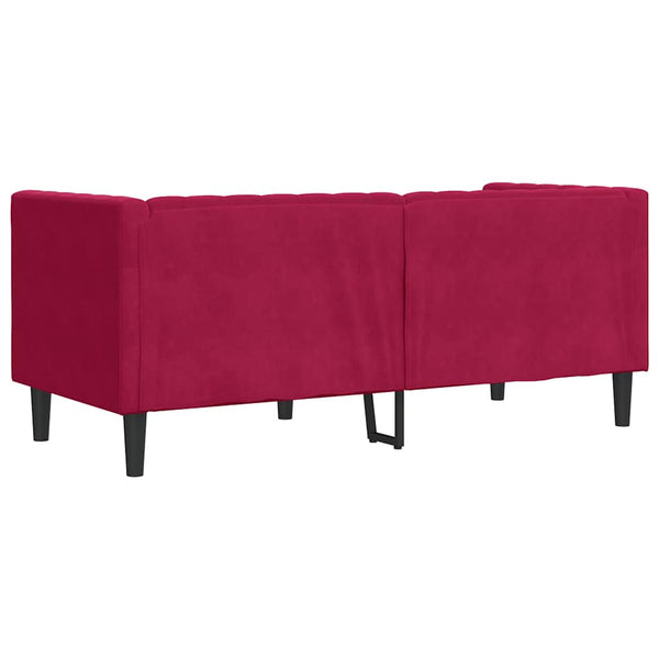 Chesterfield Sofa 2-Sitzer Weinrot Samt