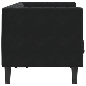 vidaXL Canapé Chesterfield 2 places avec coussins cylindriques Noir Velours