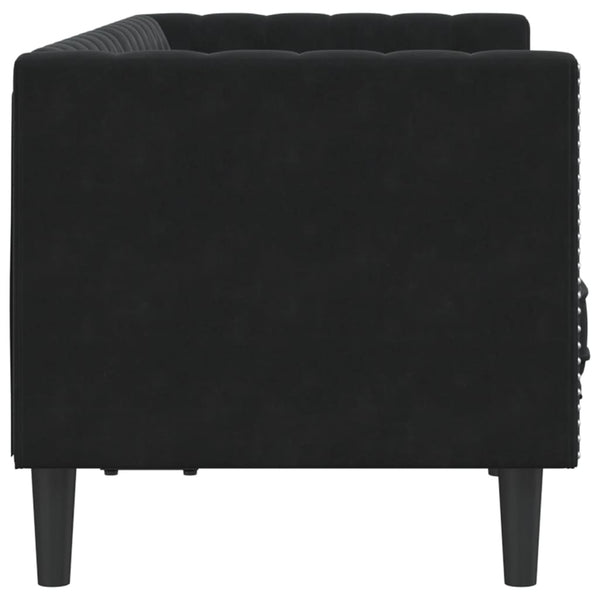 vidaXL Canapé Chesterfield 2 places avec coussins cylindriques Noir Velours